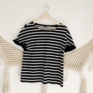 Talbots Stripe Ruffle Sleeve Top